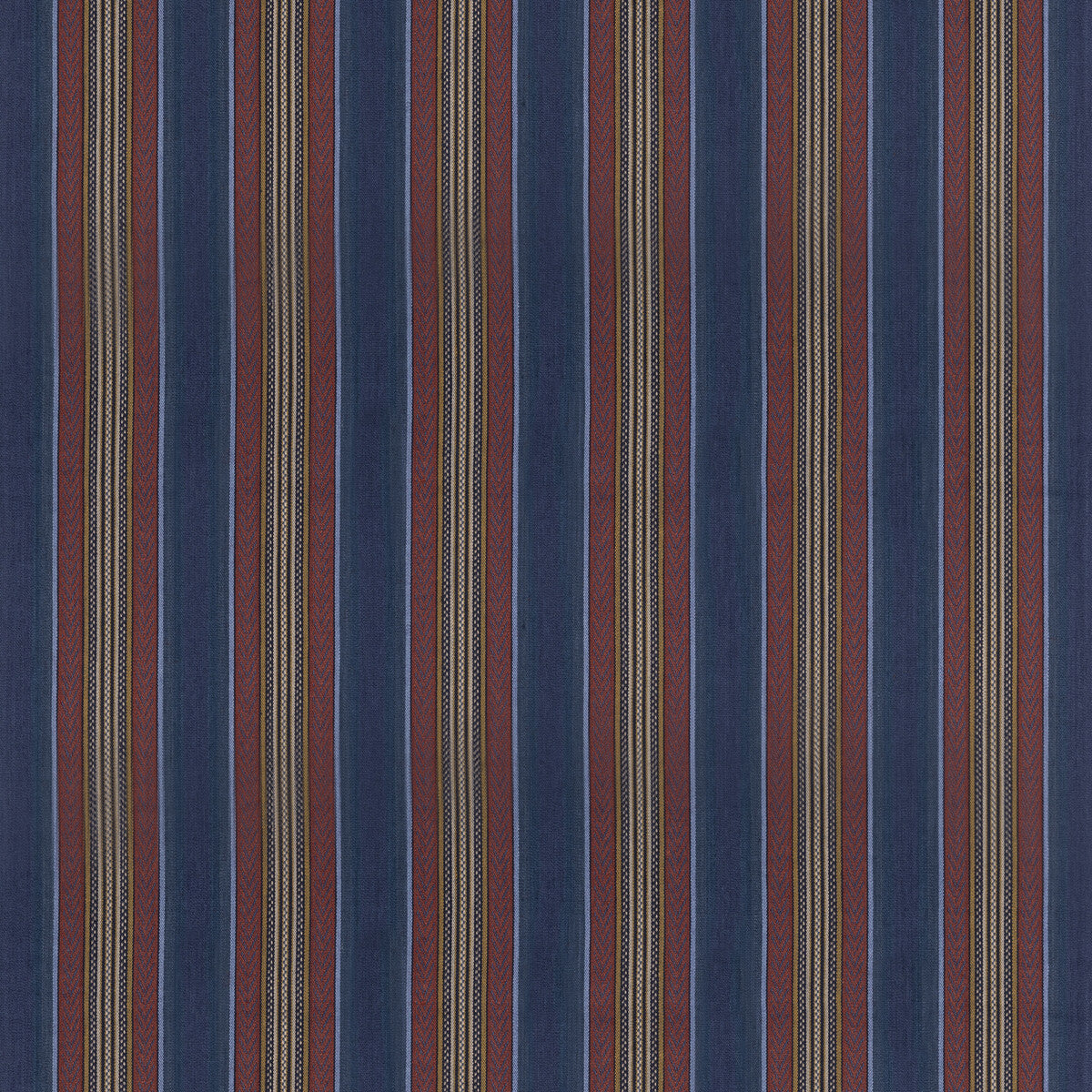 Westerly Stripe fabric in indigo/red color - pattern FD827.G103.0 - by Mulberry in the Westerly Stripes collection