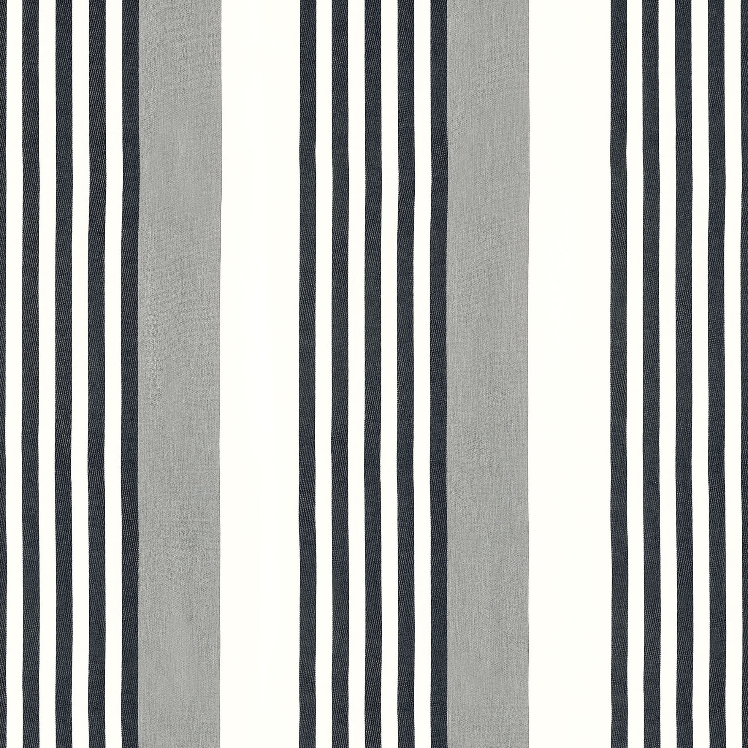 Riviera Stripe fabric in sterling and charcoal color - pattern number FWW81769 - by Thibaut in the Locale Wide Width collection