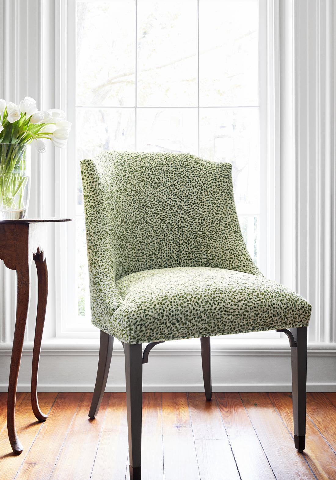 Bailey Dining Chair in Swing Velvet woven fabric in emerald color - pattern number W72801 - by Thibaut in the Woven Resource Vol 13 Fusion Velvets collection