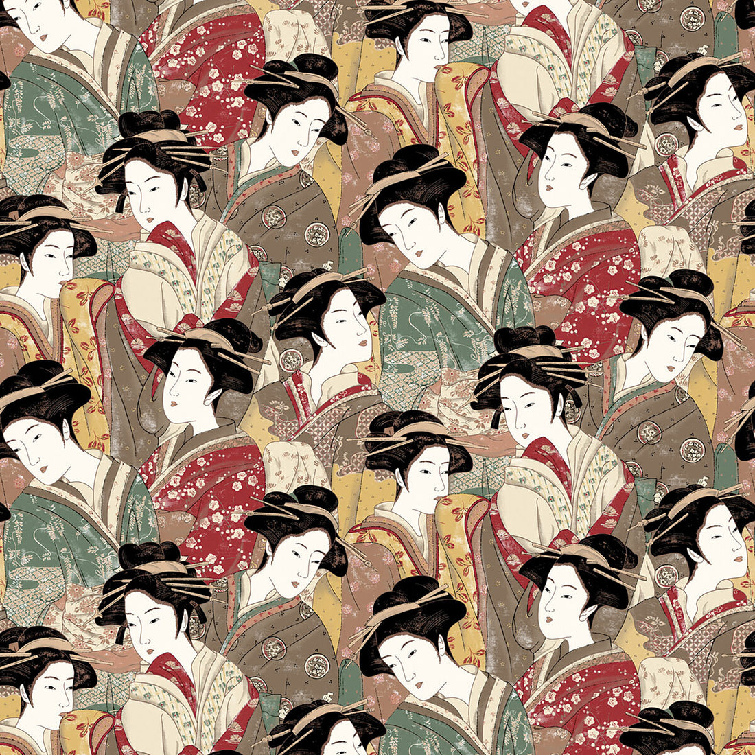 Matsuyama fabric in multi color - pattern GDT1597.002.0 - by Gaston y Daniela in the Gaston Japon collection