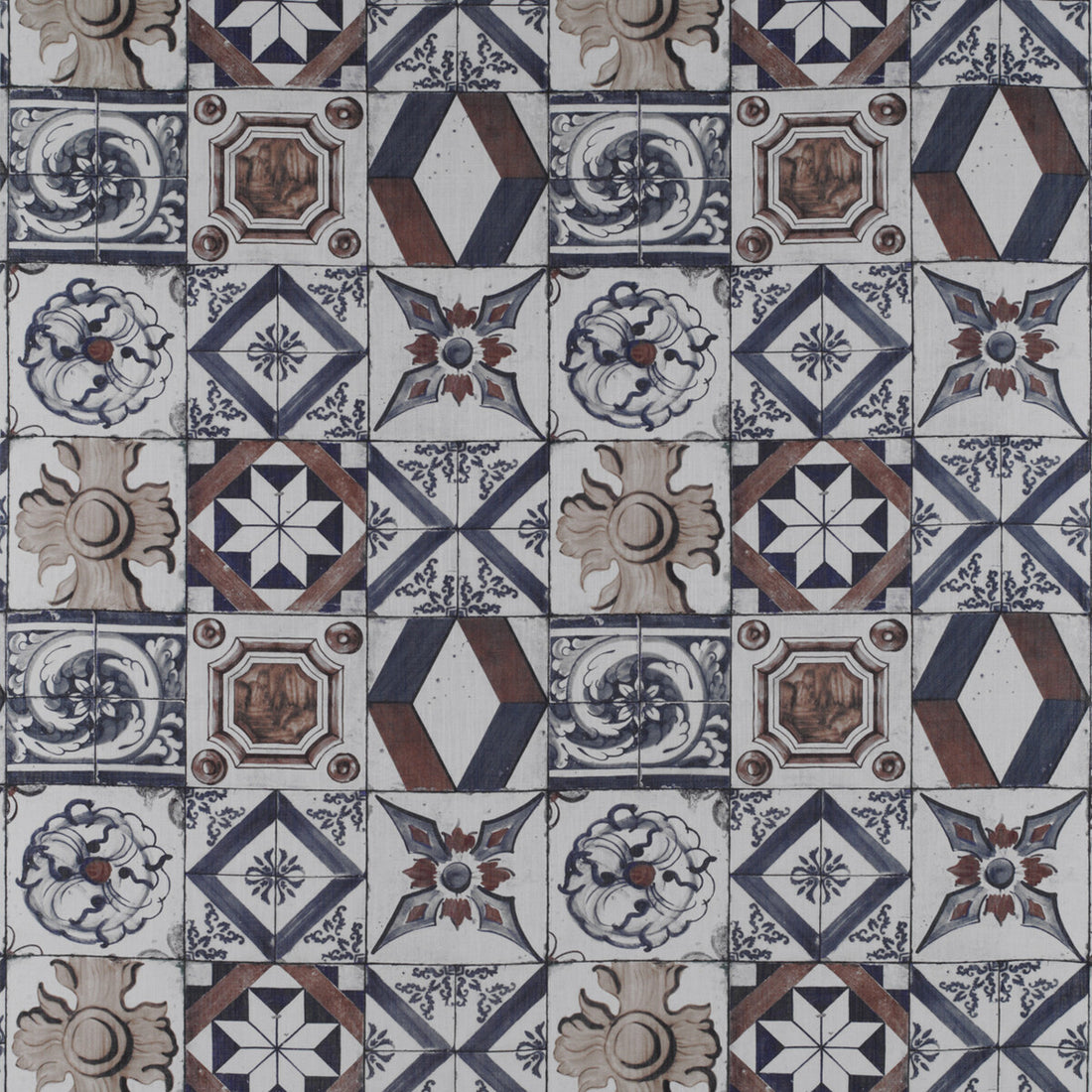 Trastevere fabric in azul/tabaco color - pattern GDT5332.002.0 - by Gaston y Daniela in the Tierras collection