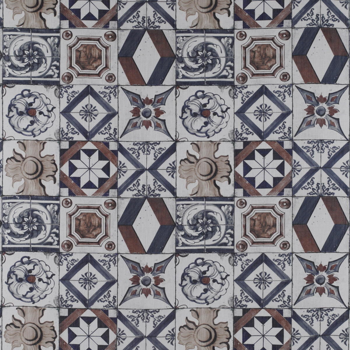 Trastevere fabric in azul/tabaco color - pattern GDT5332.002.0 - by Gaston y Daniela in the Tierras collection