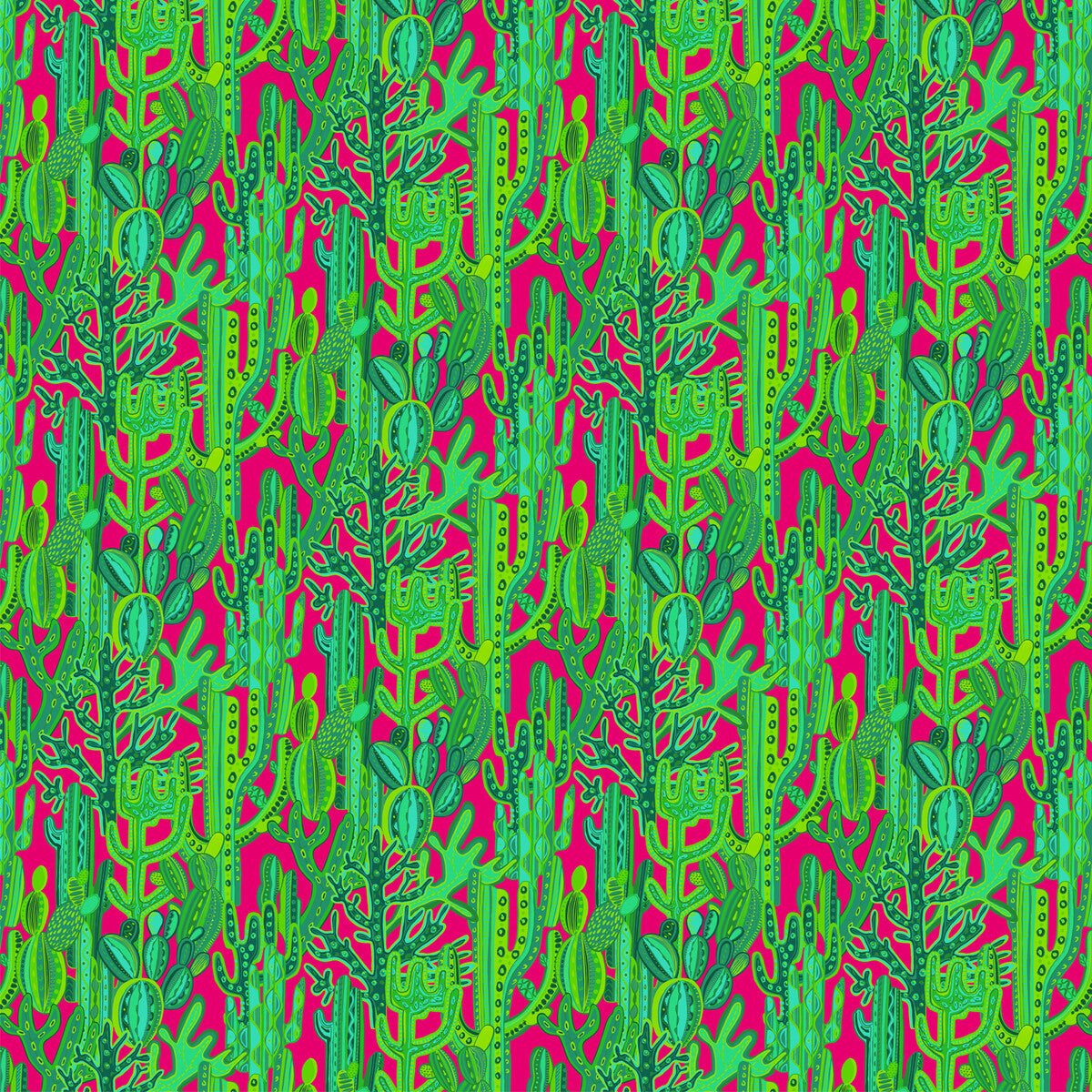 Cactus fabric in rosa/verde color - pattern GDT5491.002.0 - by Gaston y Daniela in the Gaston Libreria collection