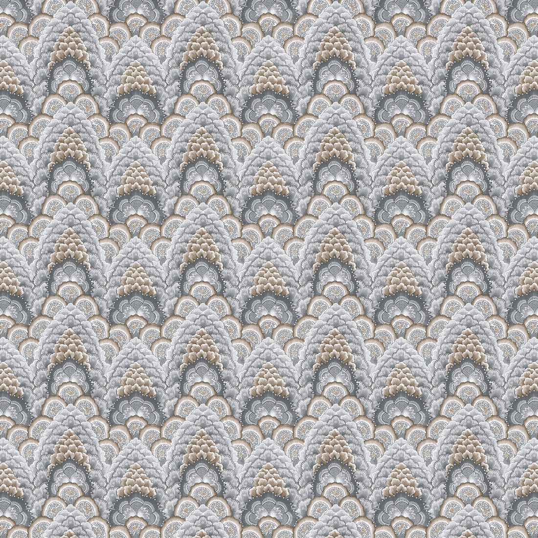 Ganges fabric in tabaco/gris color - pattern GDT5543.005.0 - by Gaston y Daniela in the Gaston Libreria collection