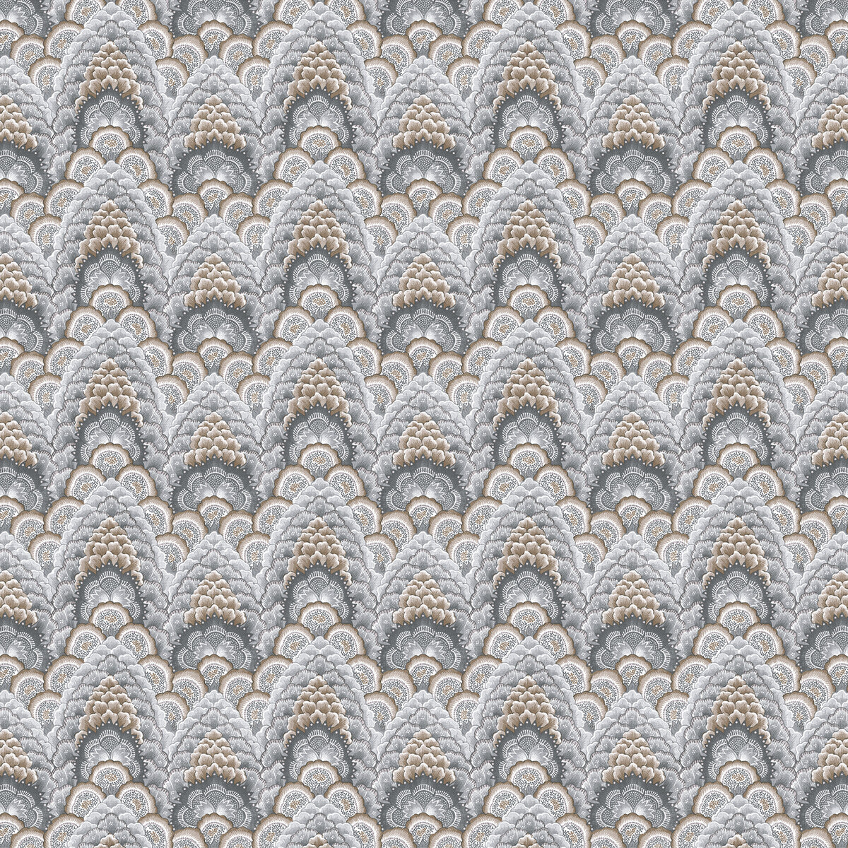 Ganges fabric in tabaco/gris color - pattern GDT5543.005.0 - by Gaston y Daniela in the Gaston Libreria collection
