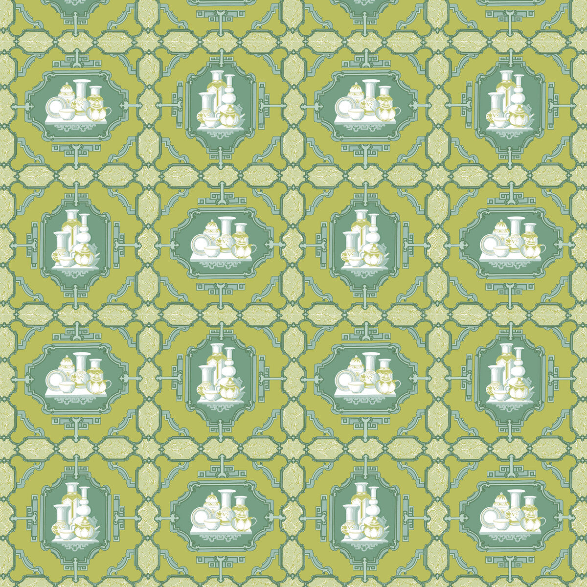 Porcelanas fabric in lima color - pattern GDT5544.002.0 - by Gaston y Daniela in the Gaston Libreria collection