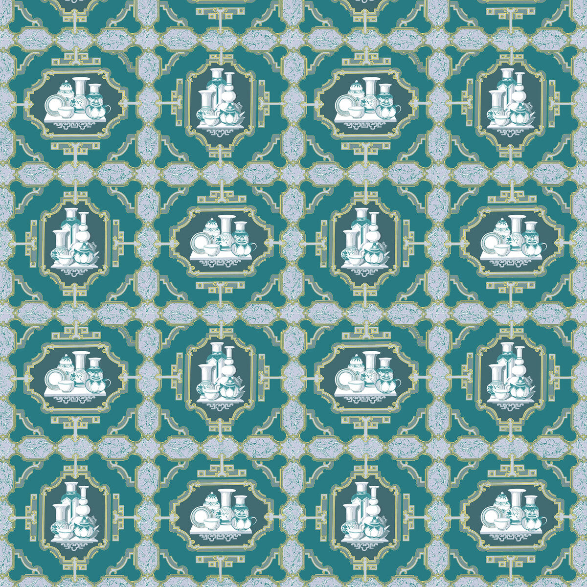 Porcelanas fabric in esmeralda color - pattern GDT5544.003.0 - by Gaston y Daniela in the Gaston Libreria collection
