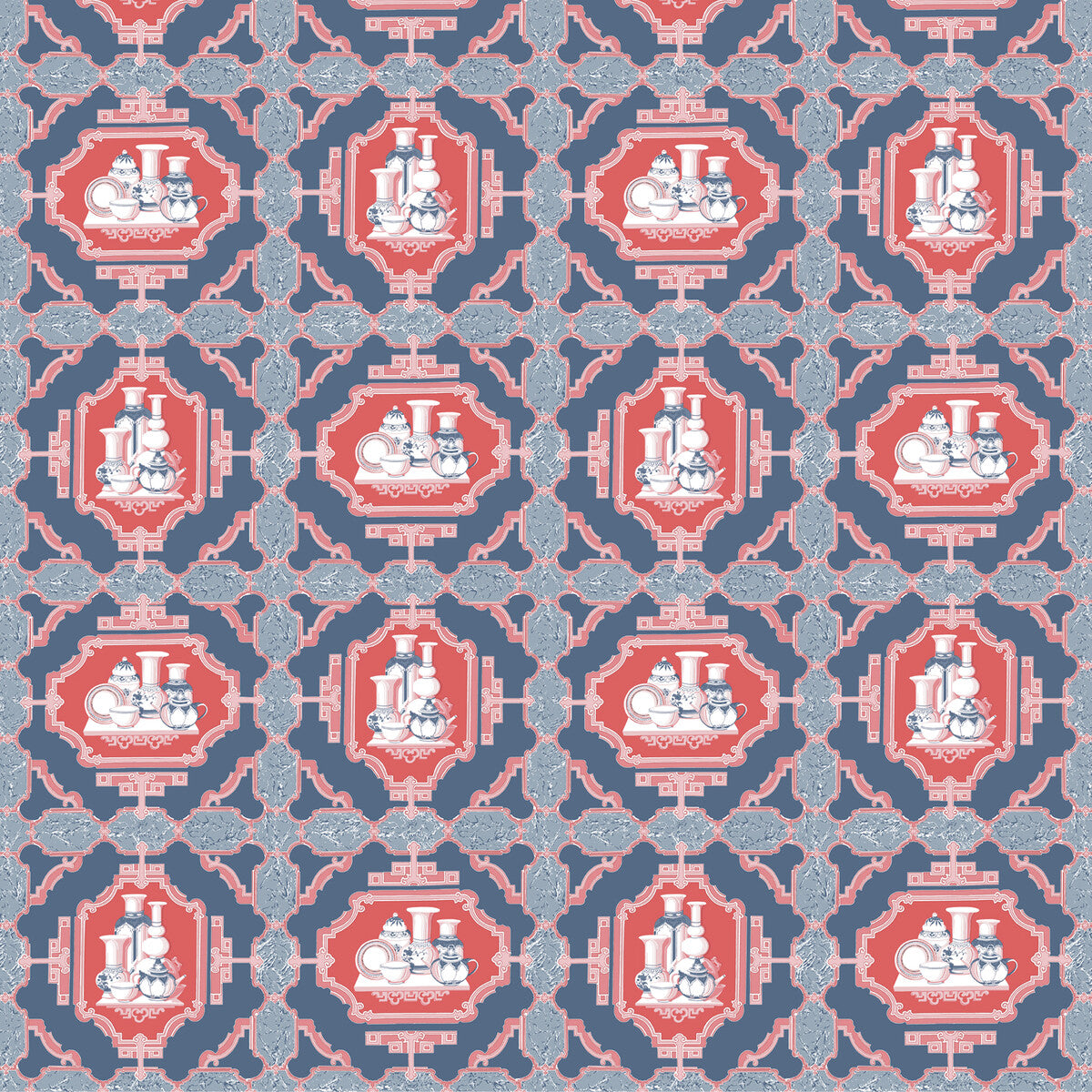 Porcelanas fabric in azul color - pattern GDT5544.005.0 - by Gaston y Daniela in the Gaston Libreria collection