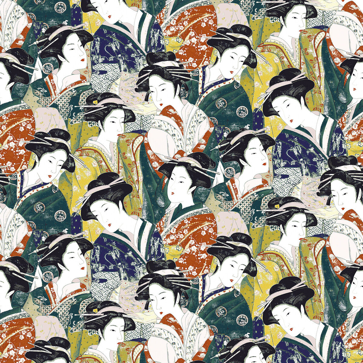 Matsuyama Velvet fabric in multi color - pattern GDT5623.001.0 - by Gaston y Daniela in the Gaston Japon collection