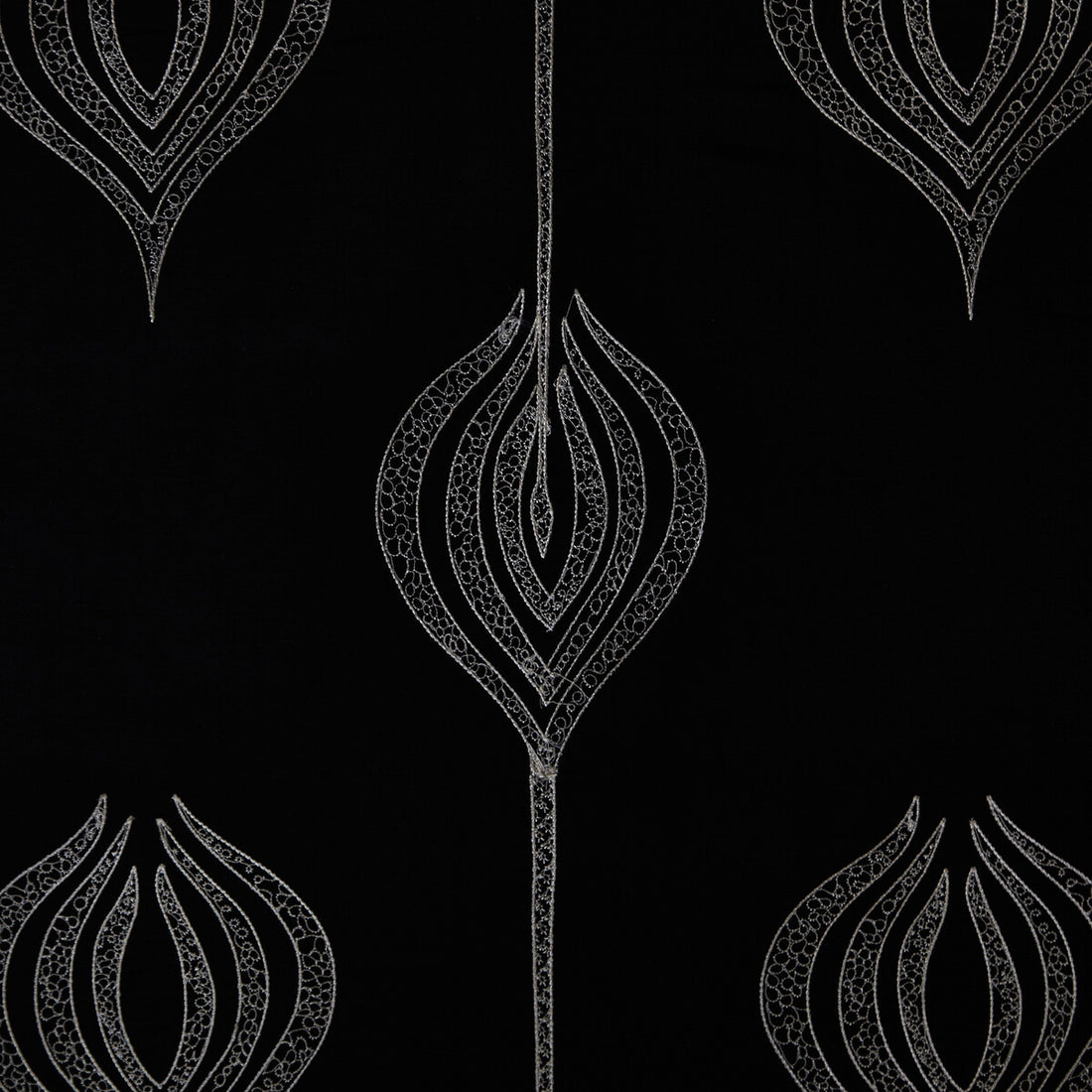 Tulip Embroidery fabric in black color - pattern GWF-2928.816.0 - by Lee Jofa Modern in the Allegra Hicks II collection