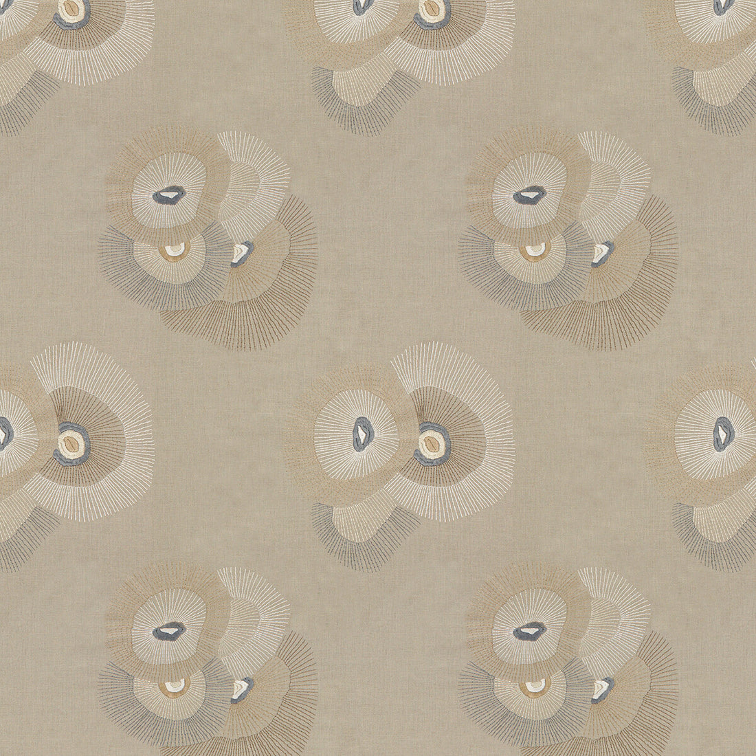 Bloom Emb fabric in linen/graphite color - pattern GWF-3108.611.0 - by Lee Jofa Modern in the Kelly Wearstler II collection