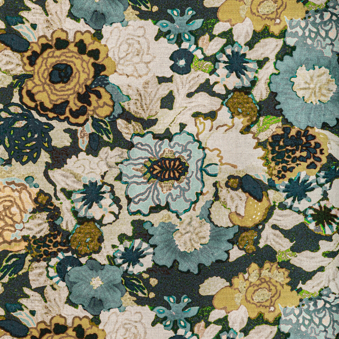 Arioso Print fabric in marine/citron color - pattern GWF-3774.450.0 - by Lee Jofa Modern in the Rhapsody collection