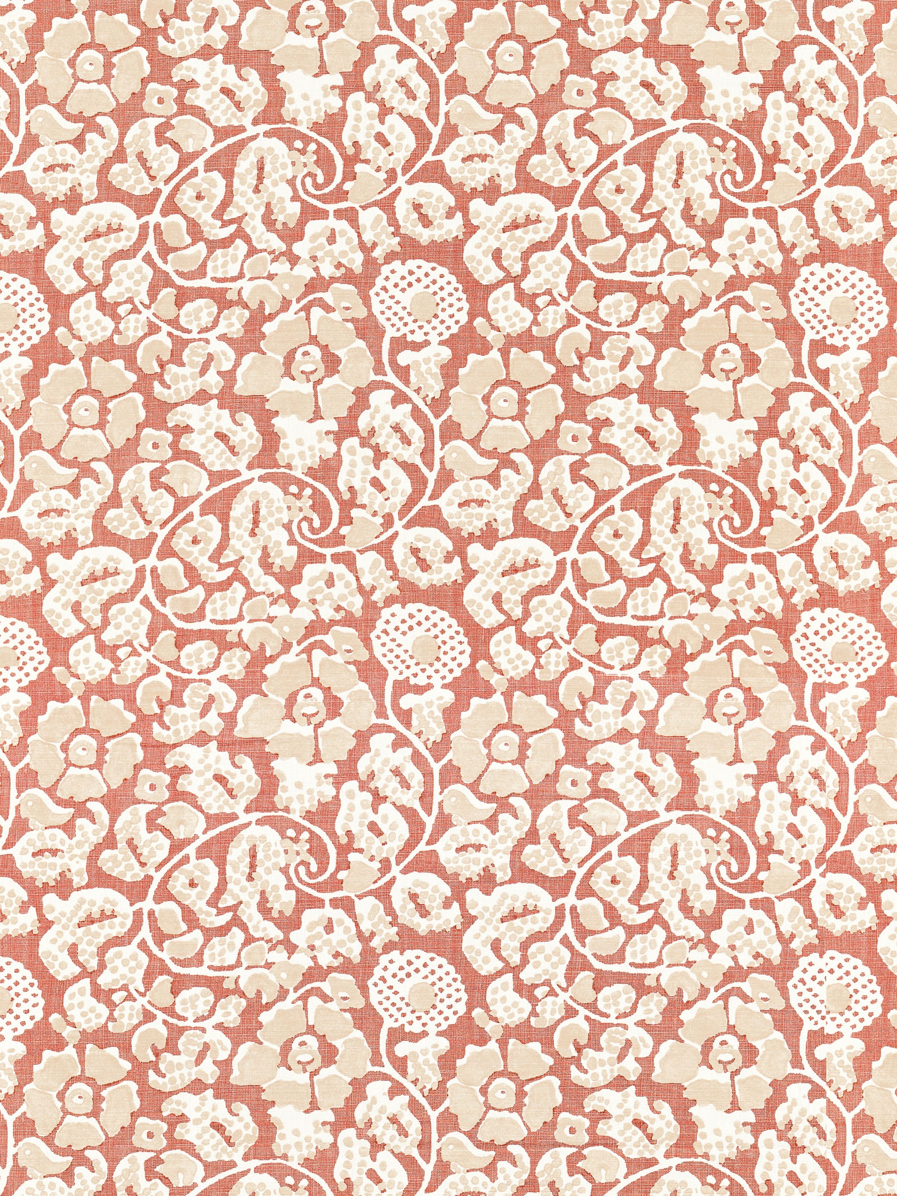 Maiden Floral fabric in terracotta color - pattern number GW 000116629 - by Scalamandre in the Grey Watkins collection