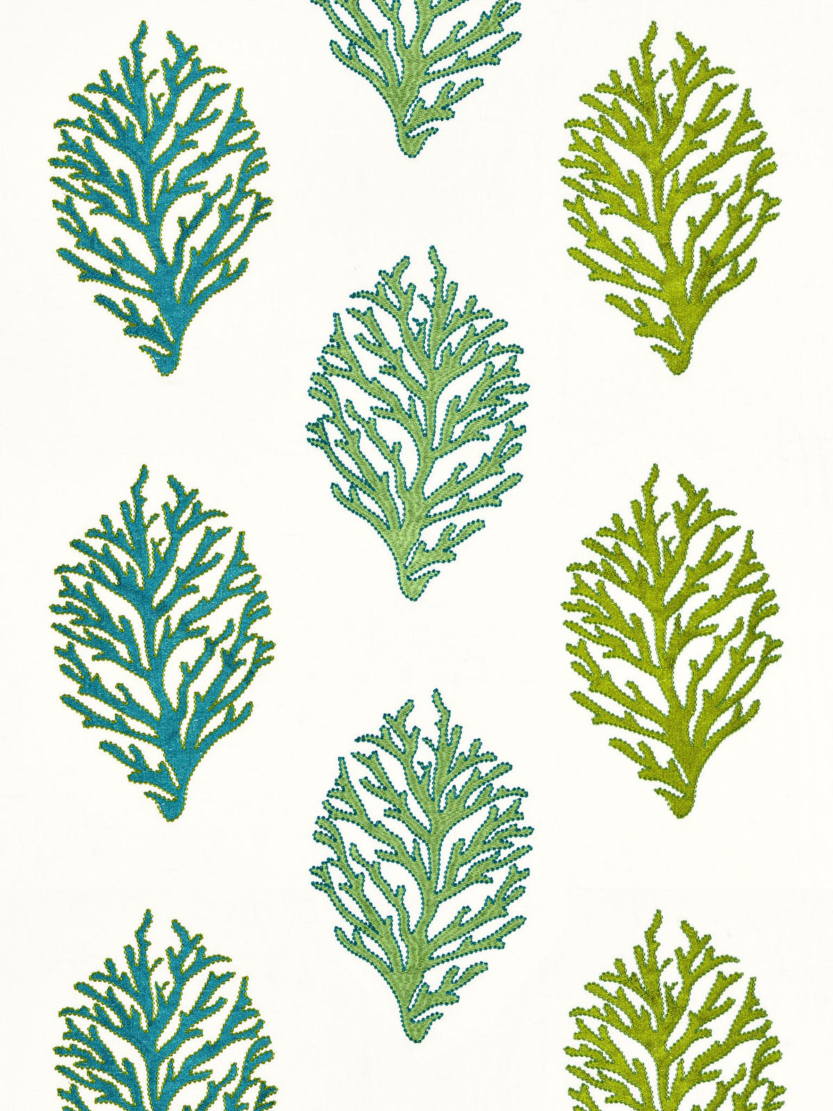 Coral Reef Embroidery fabric in seagrass color - pattern number GW 000227204 - by Scalamandre in the Grey Watkins collection