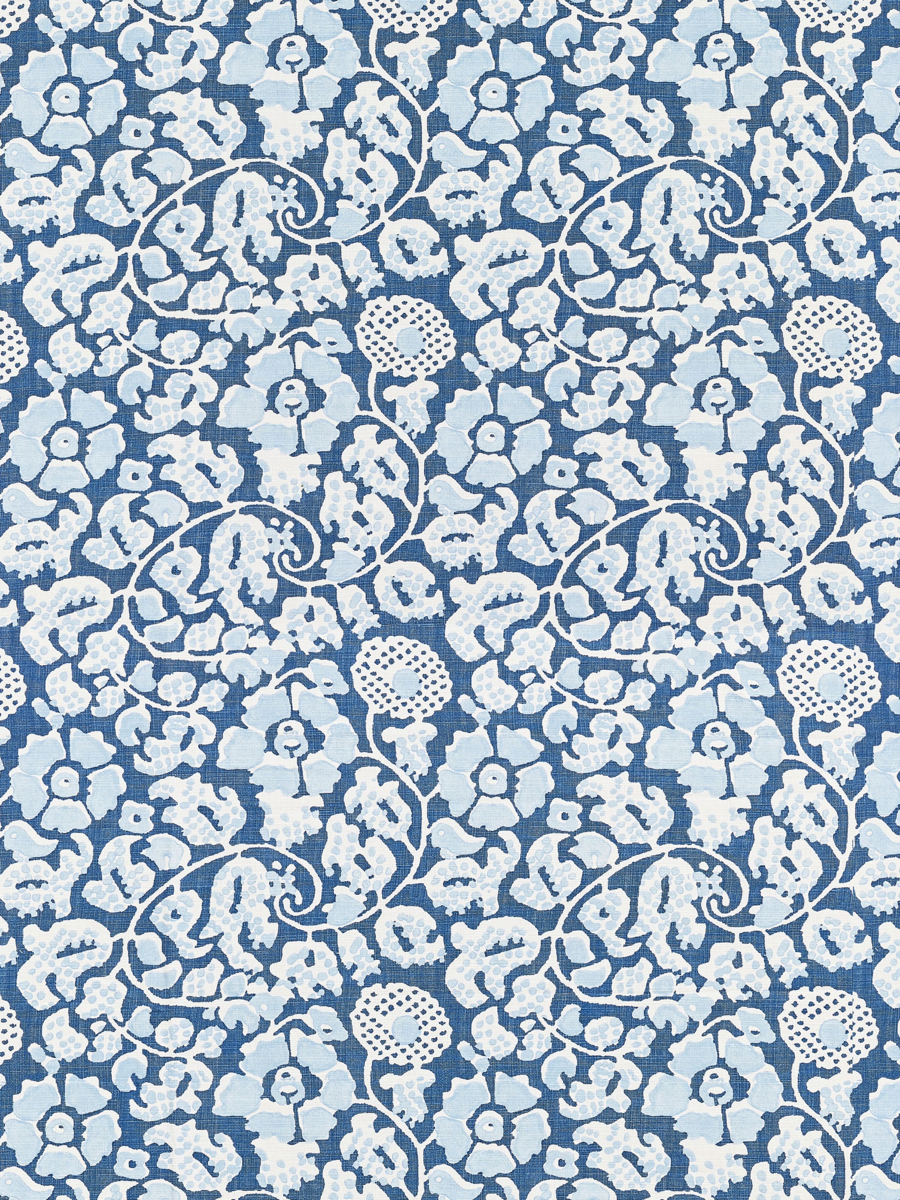 Maiden Floral fabric in denim color - pattern number GW 000316629 - by Scalamandre in the Grey Watkins collection