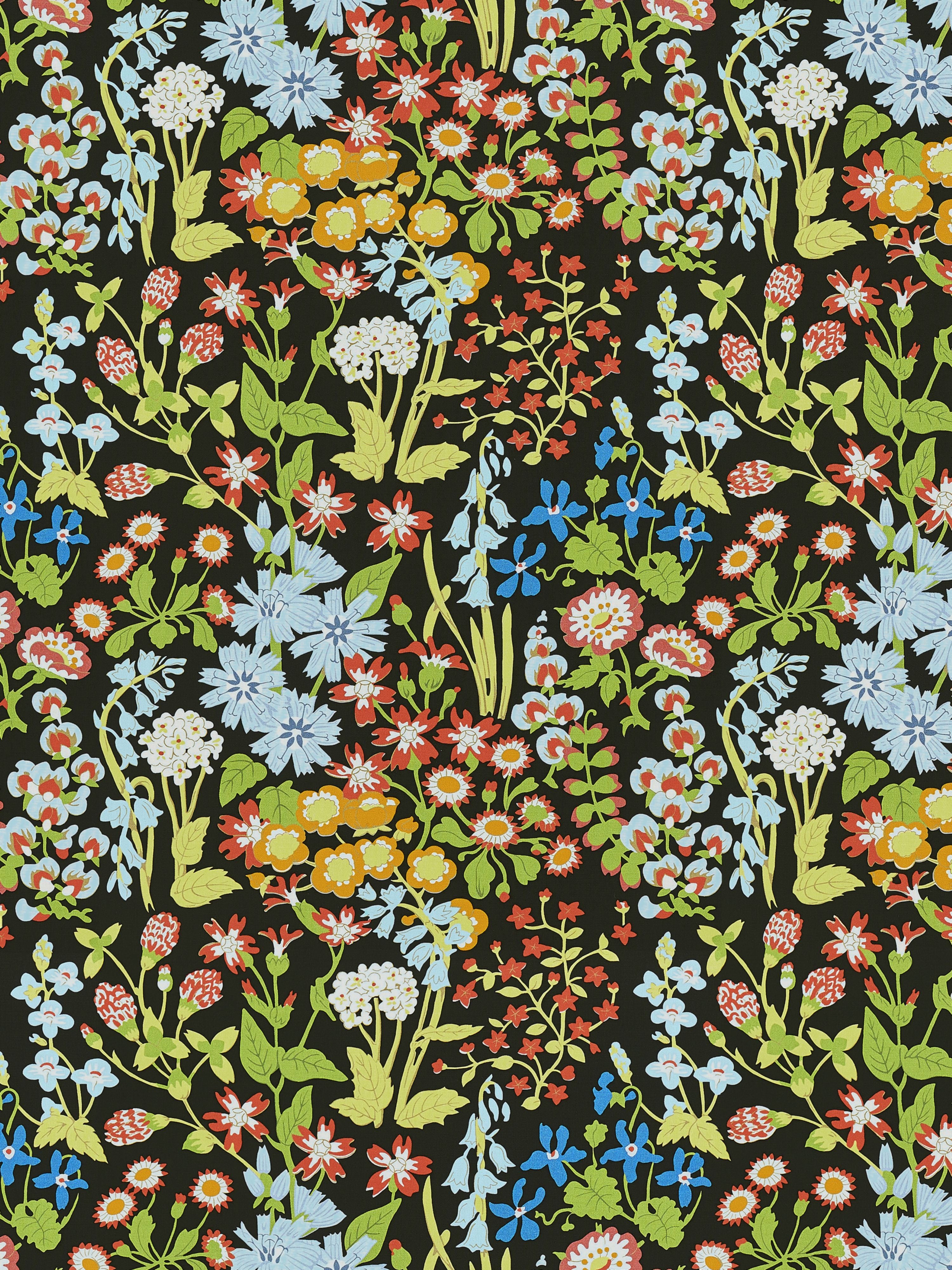 Nymph Floral fabric in black multi color - pattern number GW 000316630 - by Scalamandre in the Grey Watkins collection
