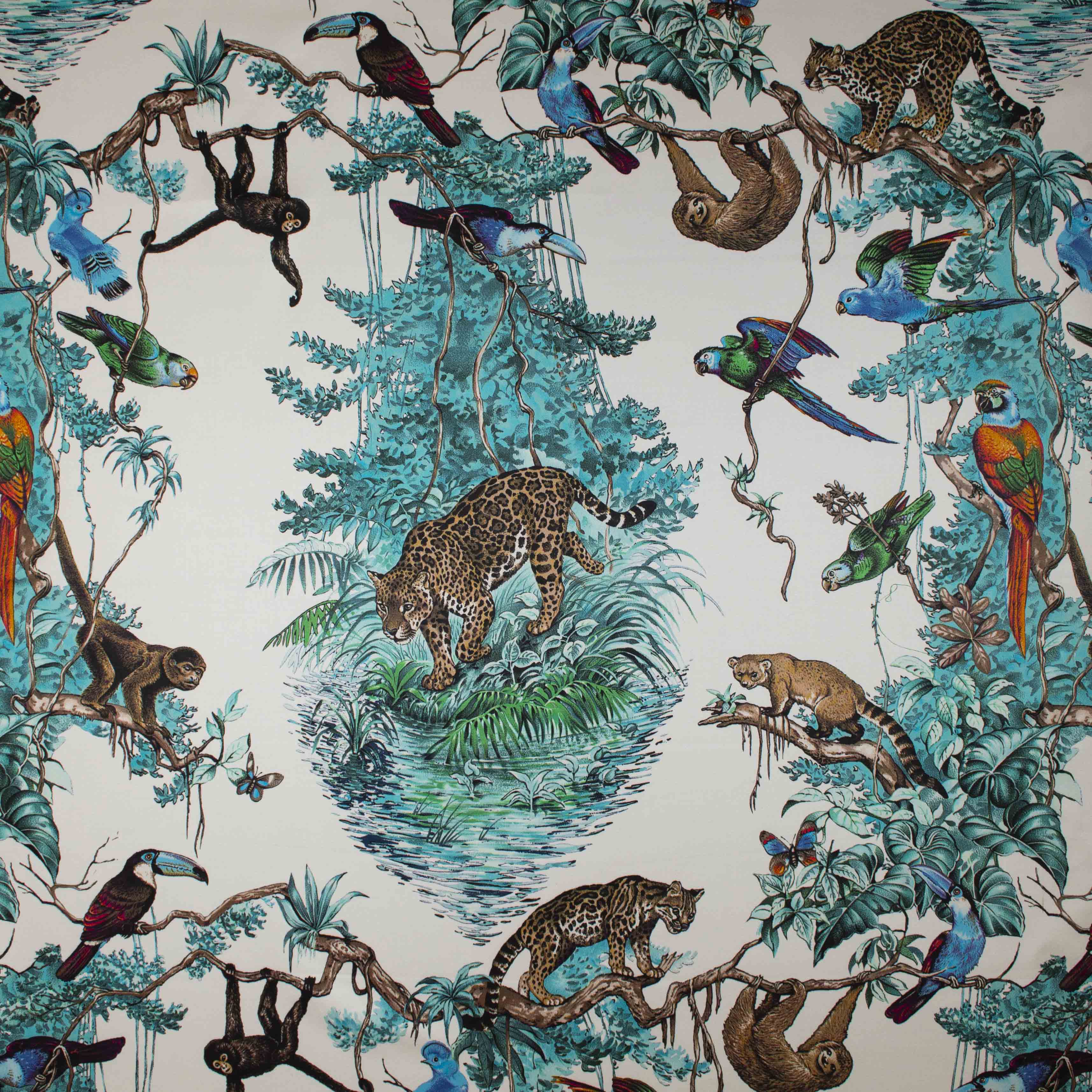 Habitat fabric in aqua color - pattern number 08746 - by Europatex in the Habitat collection