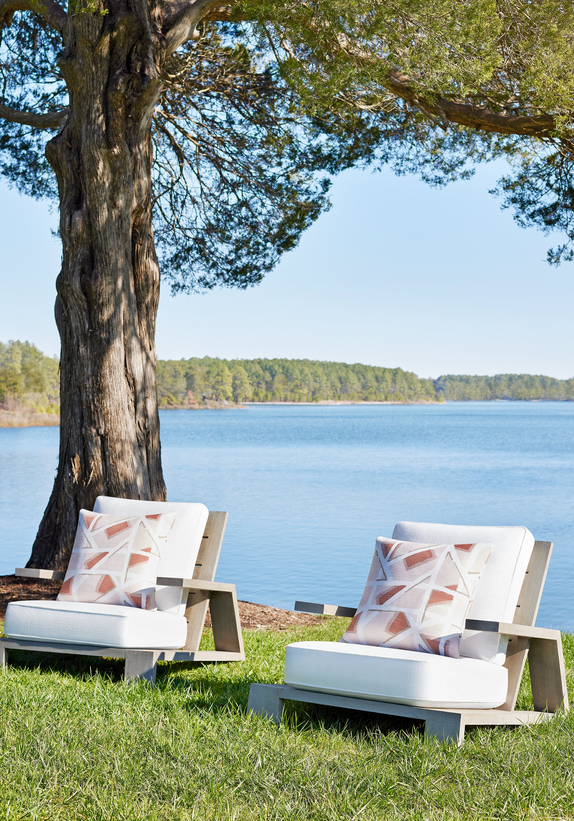 Pillows featuring Hazen fabric in clay color - pattern number W8832 - by Thibaut in the Haven collection
