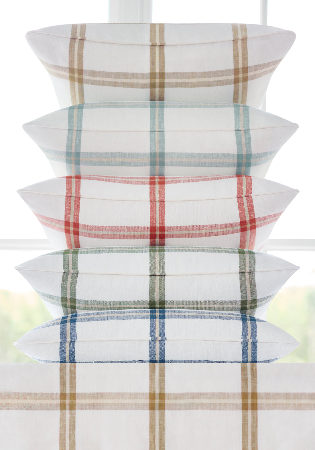 Pillows featuring Huntington Plaid fabric in sunbaked color - pattern number W781334 - by Thibaut in the Montecito collection