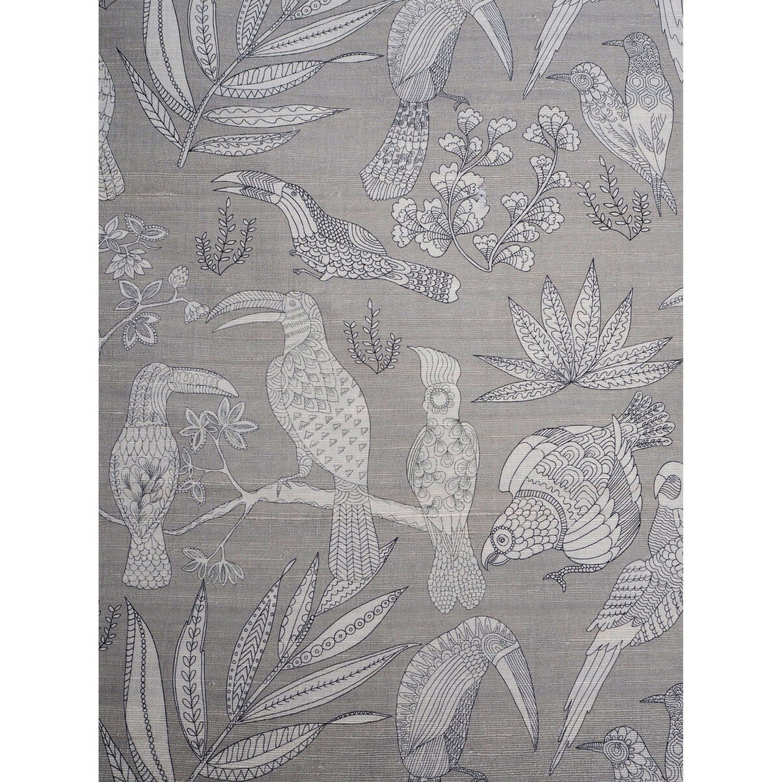 Silk Bird fabric in argento color - pattern JAG-50063.11.0 - by Brunschwig &amp; Fils in the Festival collection