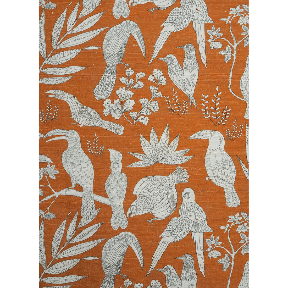 Silk Bird fabric in arancia color - pattern JAG-50063.212.0 - by Brunschwig &amp; Fils in the Festival collection