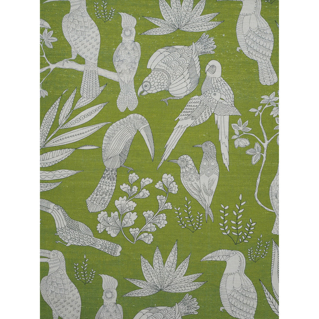 Silk Bird fabric in pistachio color - pattern JAG-50063.234.0 - by Brunschwig &amp; Fils in the Festival collection