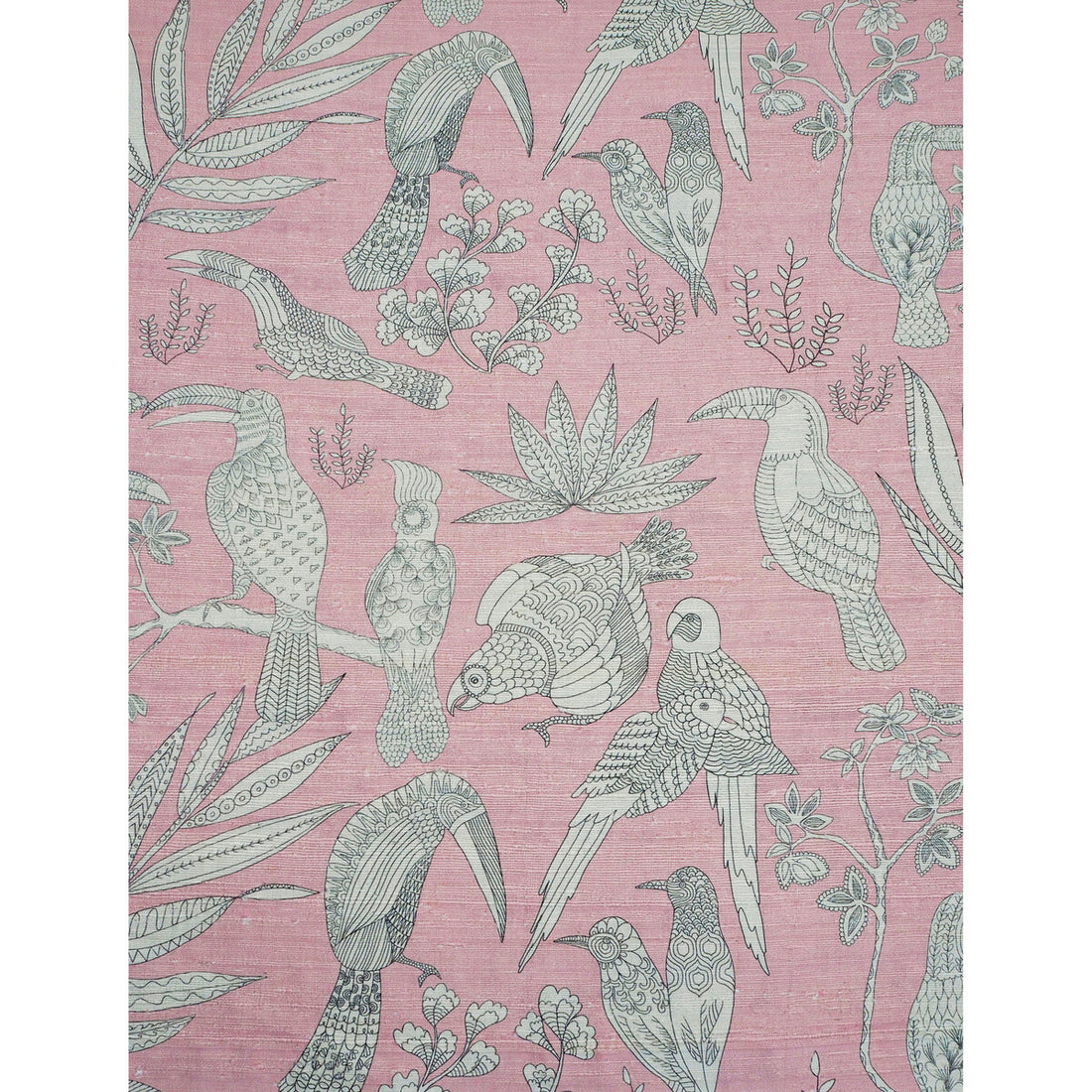 Silk Bird fabric in du barry pink color - pattern JAG-50063.71.0 - by Brunschwig &amp; Fils in the Festival collection