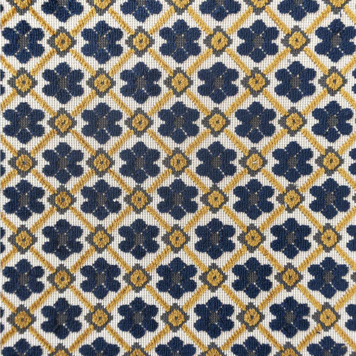 Fruela fabric in navy/ocre color - pattern LCT1025.004.0 - by Gaston y Daniela in the Lorenzo Castillo V collection