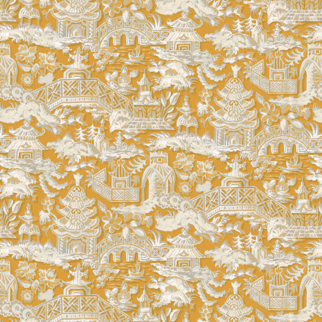 Marta fabric in ocre color - pattern LCT1048.001.0 - by Gaston y Daniela in the Lorenzo Castillo VI collection
