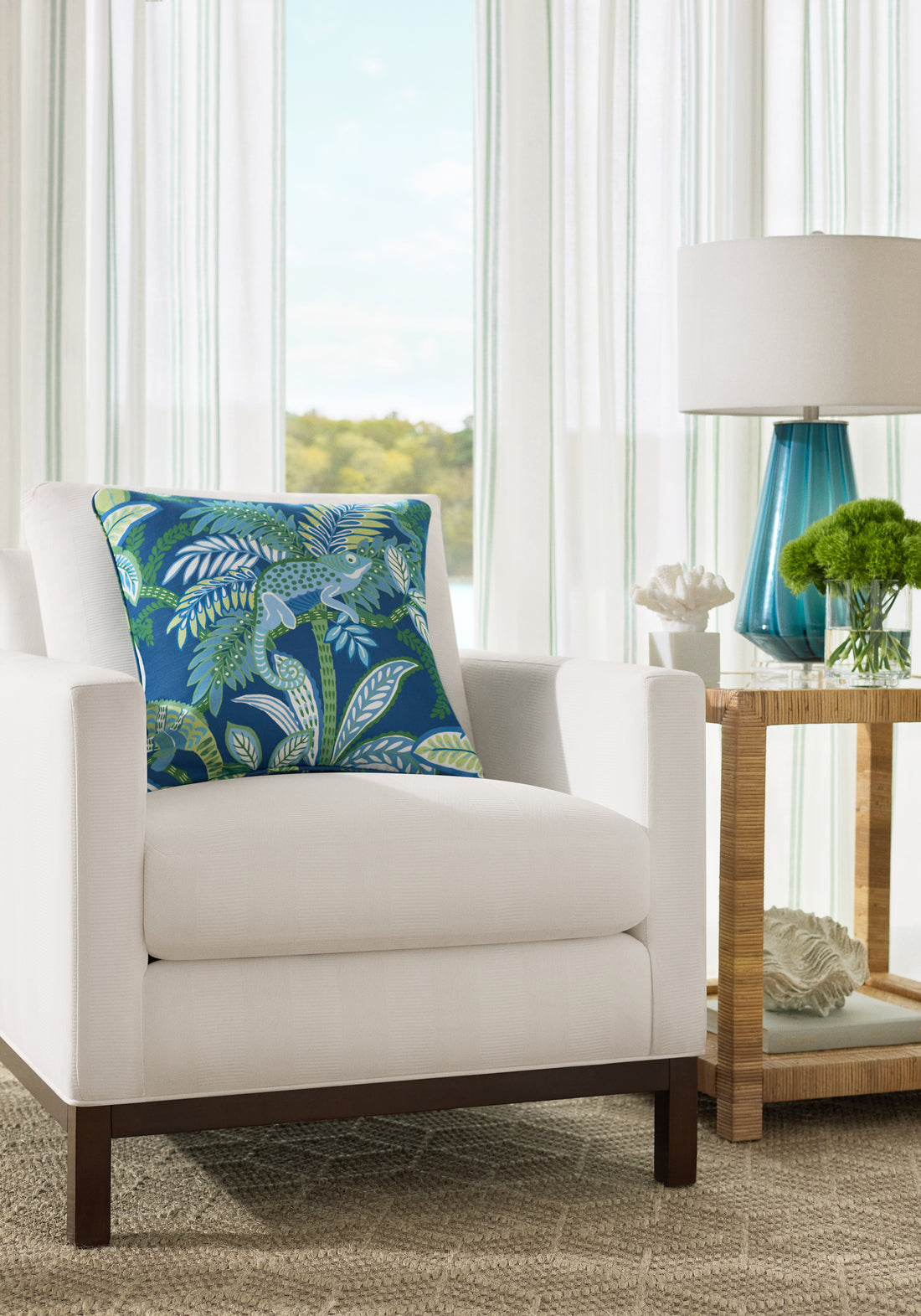 Pillow in iggy fabric in coastal color - pattern number F81677 - by Thibaut fabrics in the Locale collection