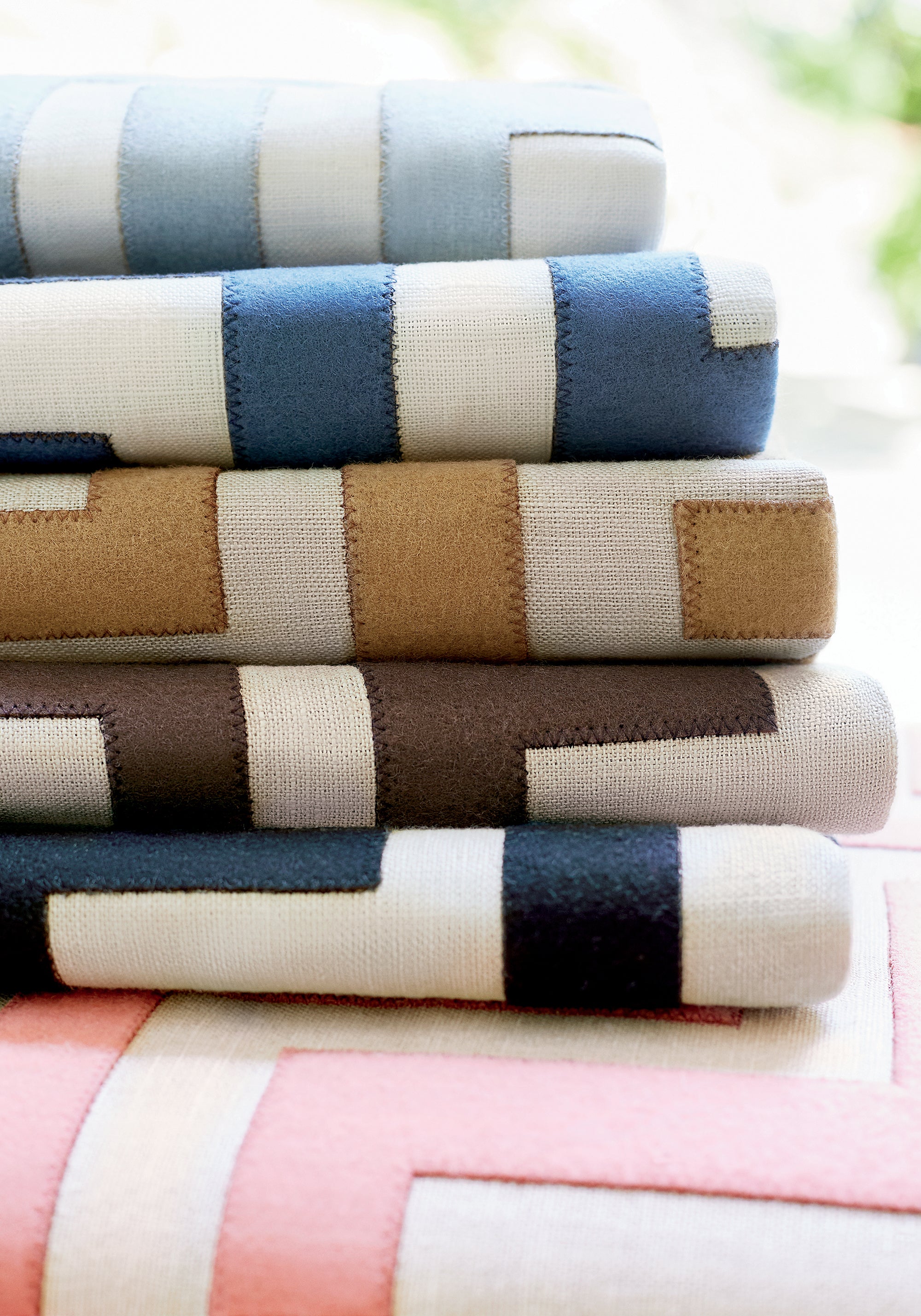 Collection of Tulum Applique woven fabric featuring navy color fabric - pattern number W713225 - by Thibaut in the Mesa collection