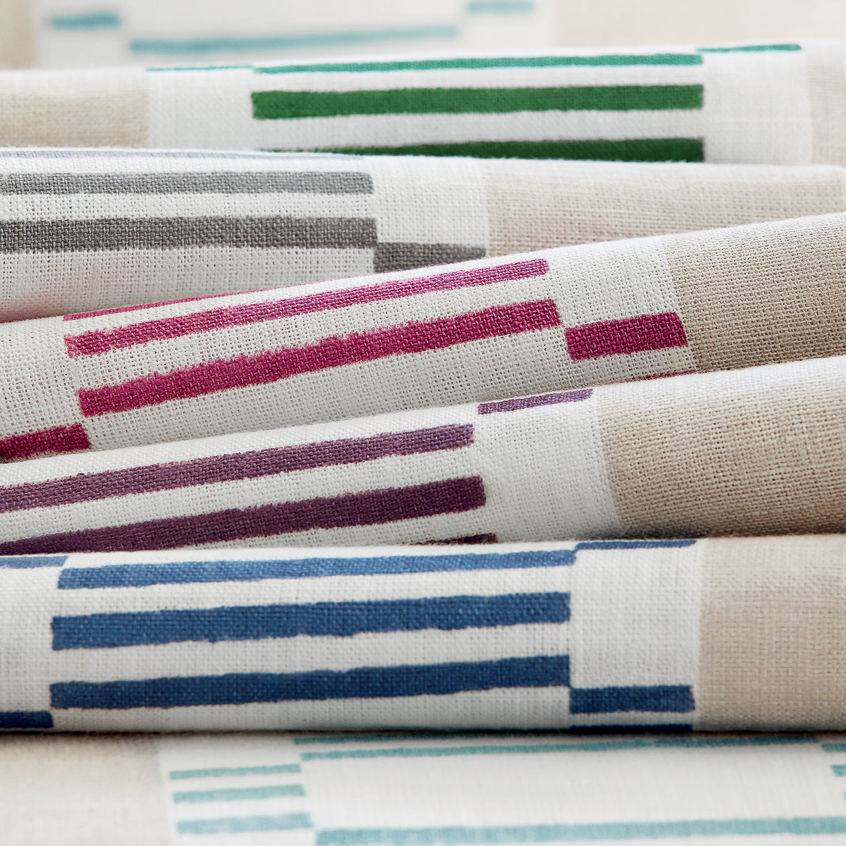 Printed color examples showing Japonic Stripe fabric in emerald green color - pattern number AF9824 - by Anna French