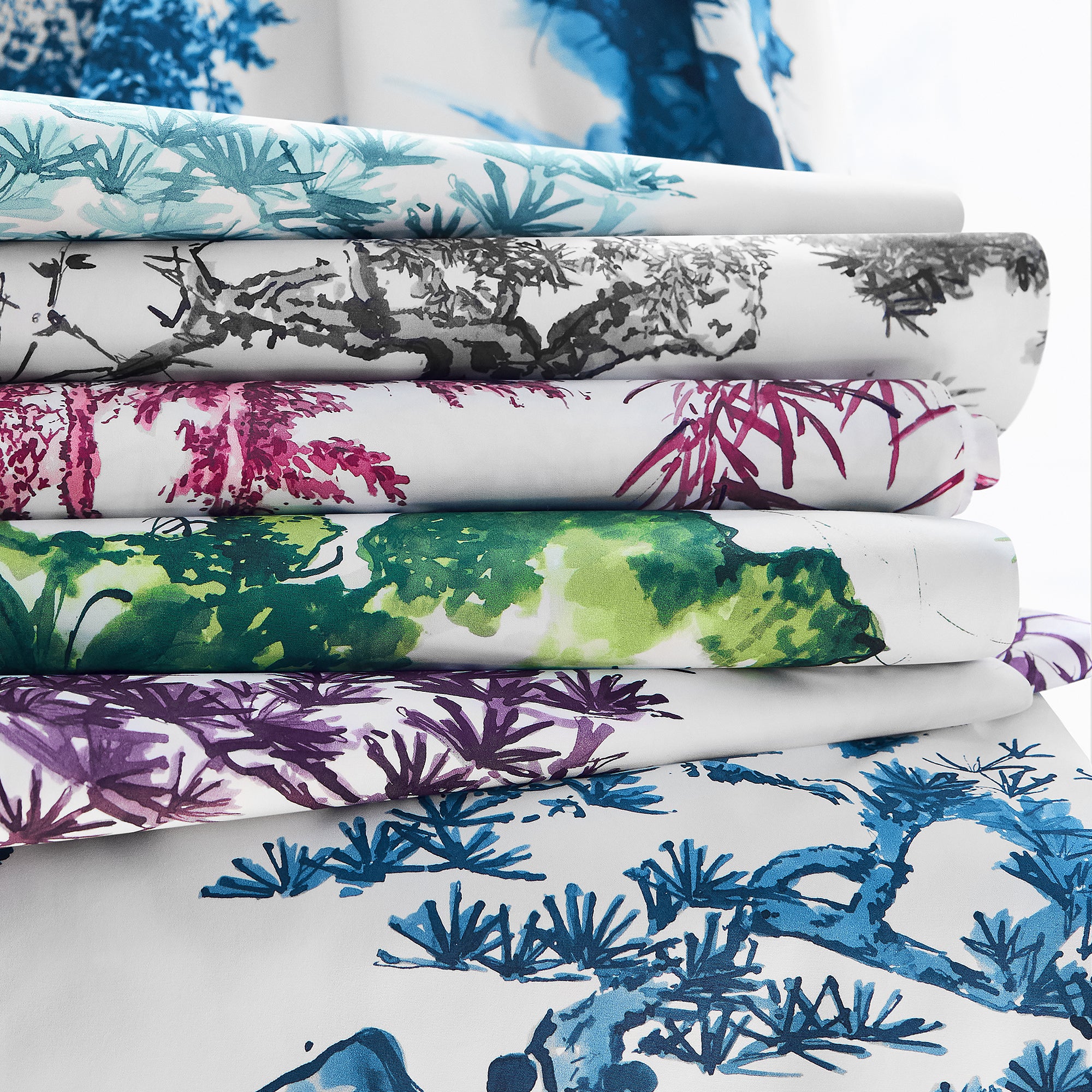 Fabric swatches showing Kyoto fabric in eggplant color - pattern number AF9830 - by Anna French in the Nara collection