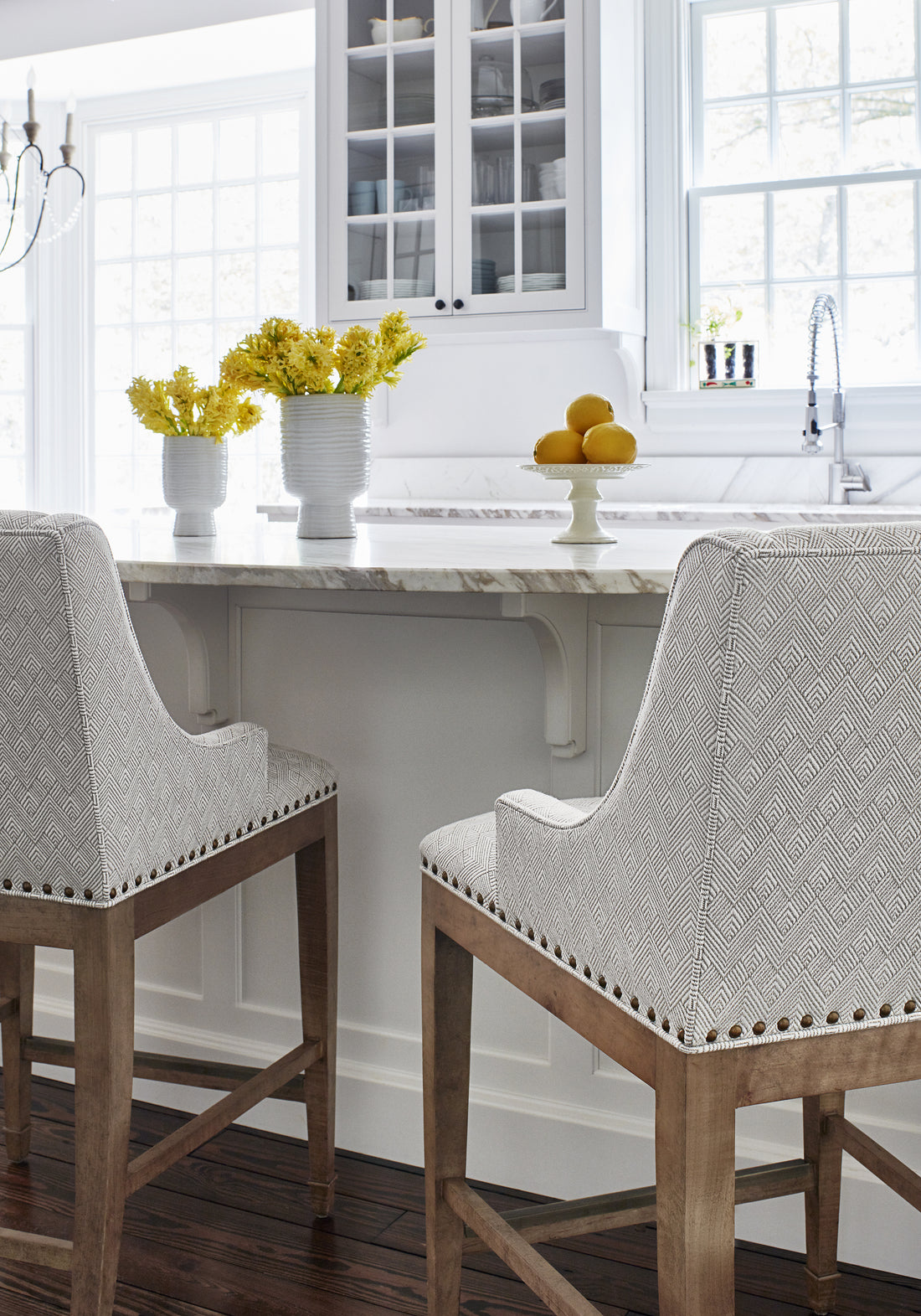 Hudson Dining Chair in Maddox woven fabric in jute color - pattern number W73333 by Thibaut in the Nomad collection