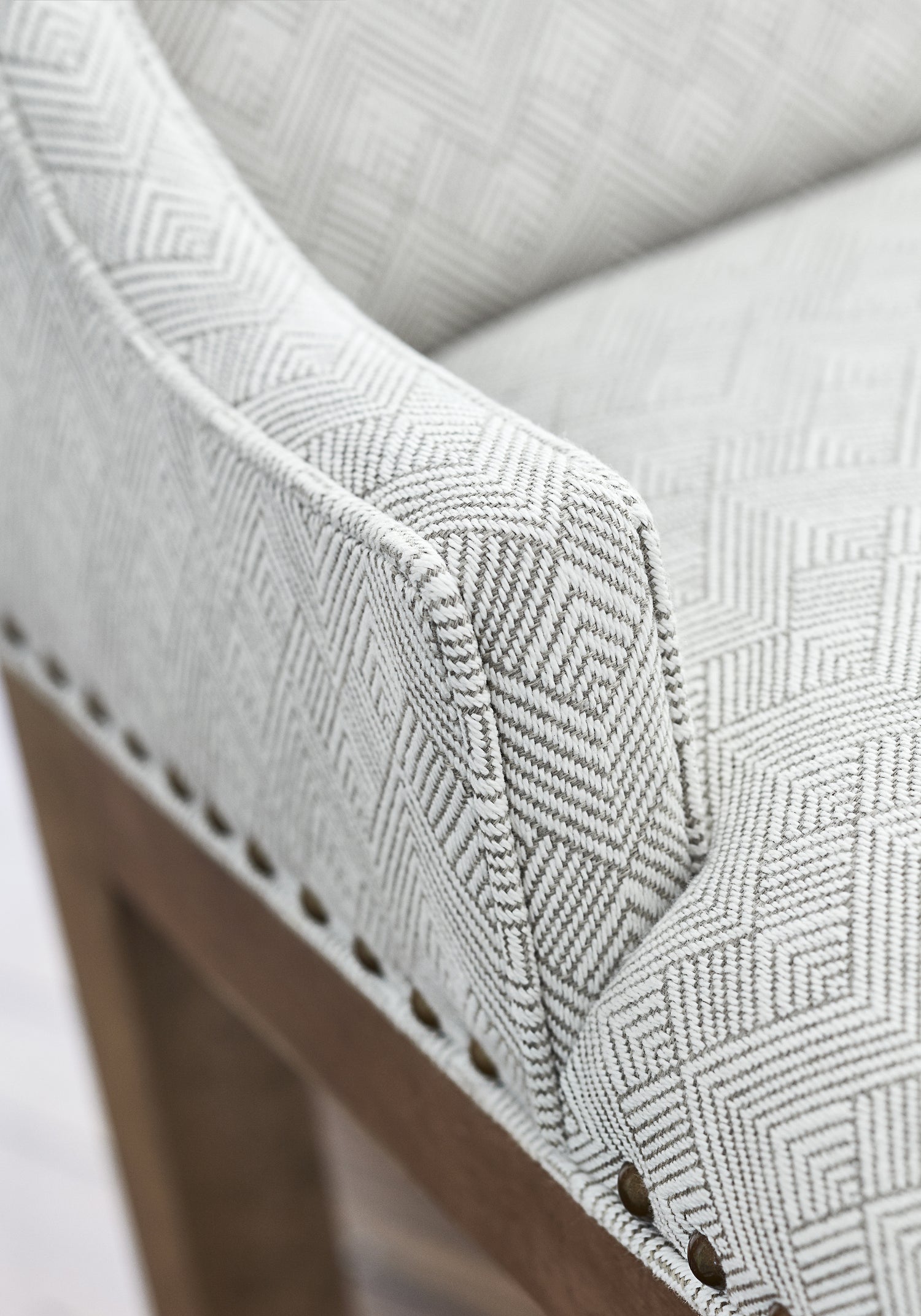 Detailed Maddox woven fabric in jute color, pattern number W73333 of the Thibaut Nomad collection