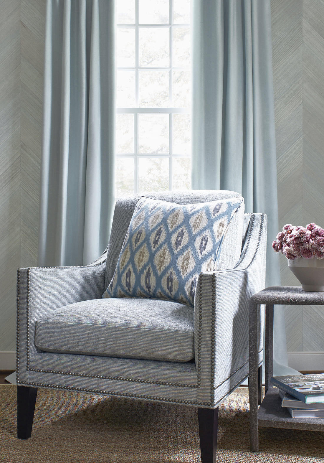 Westwood Chair in Milo woven fabric in seamist color - pattern number W73314 by Thibaut in the Nomad collection