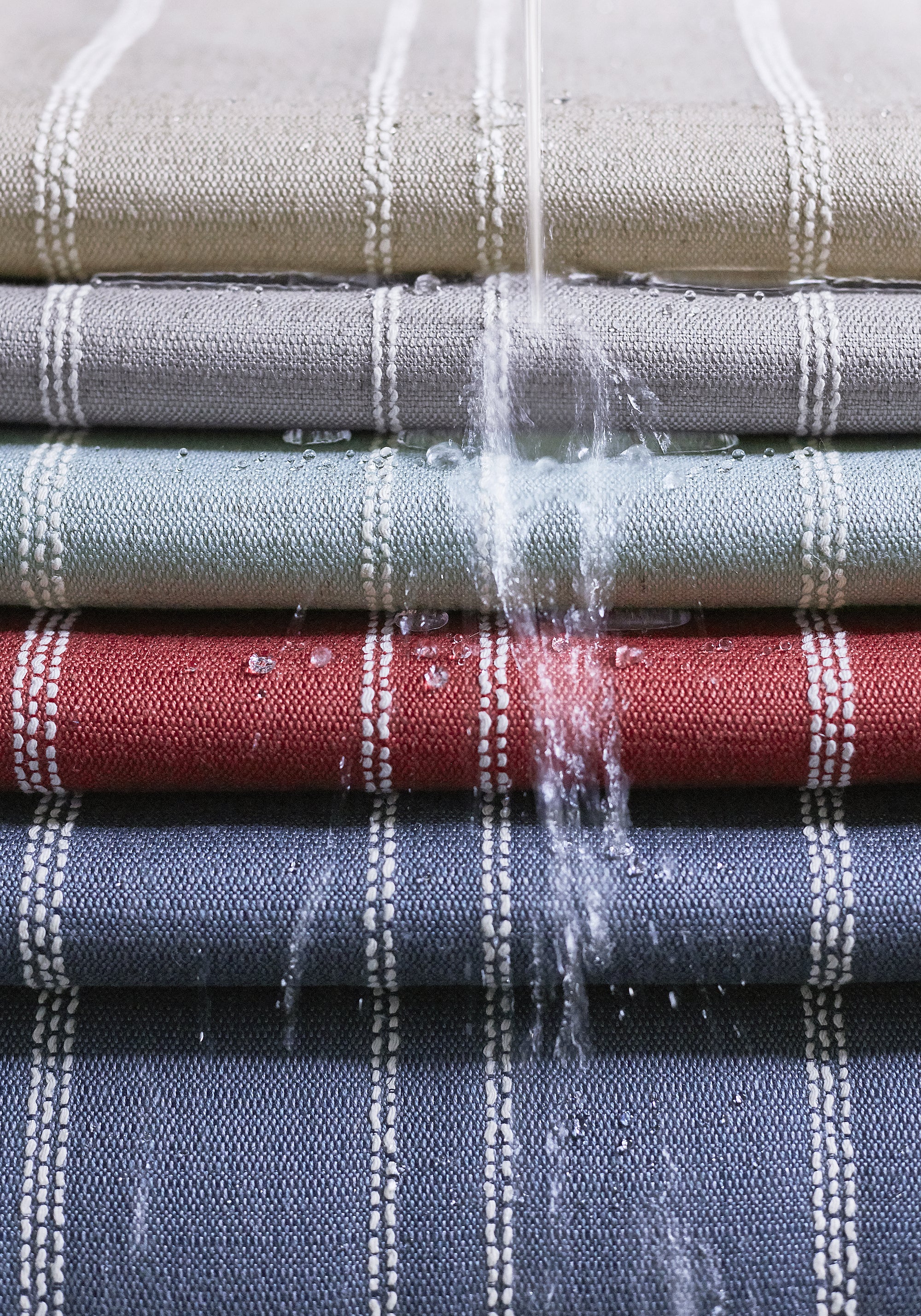 Collection of Stain resistant Nolan Stripe woven fabric featuring red color fabric - pattern number W73308 - by Thibaut in the Nomad collection