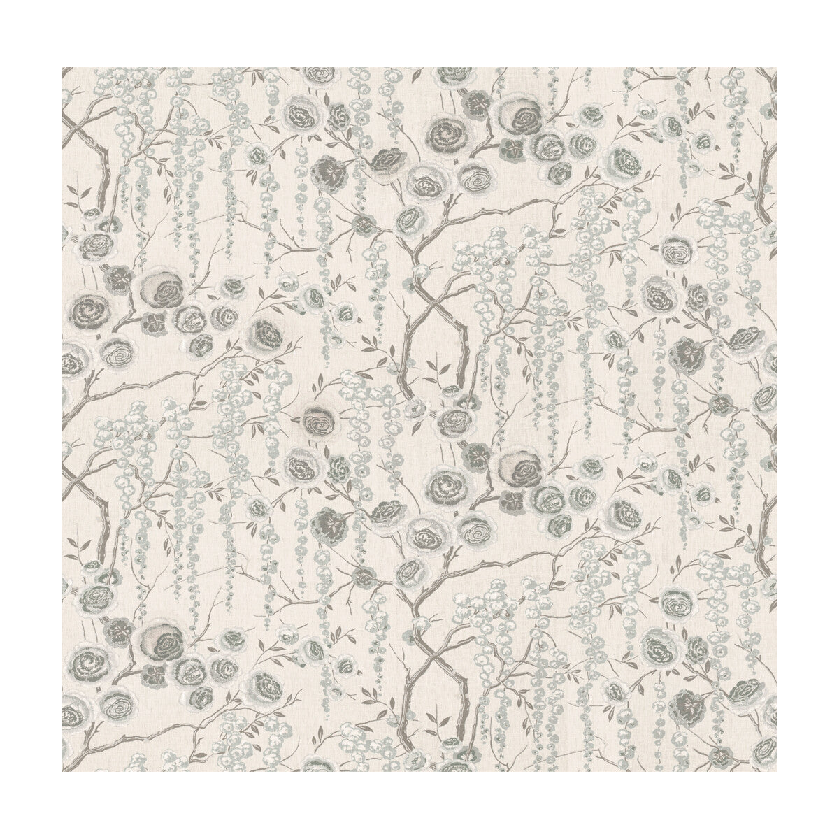 Peonytree fabric in silver color - pattern PEONYTREE.11.0 - by Kravet Basics in the Sarah Richardson Harmony collection