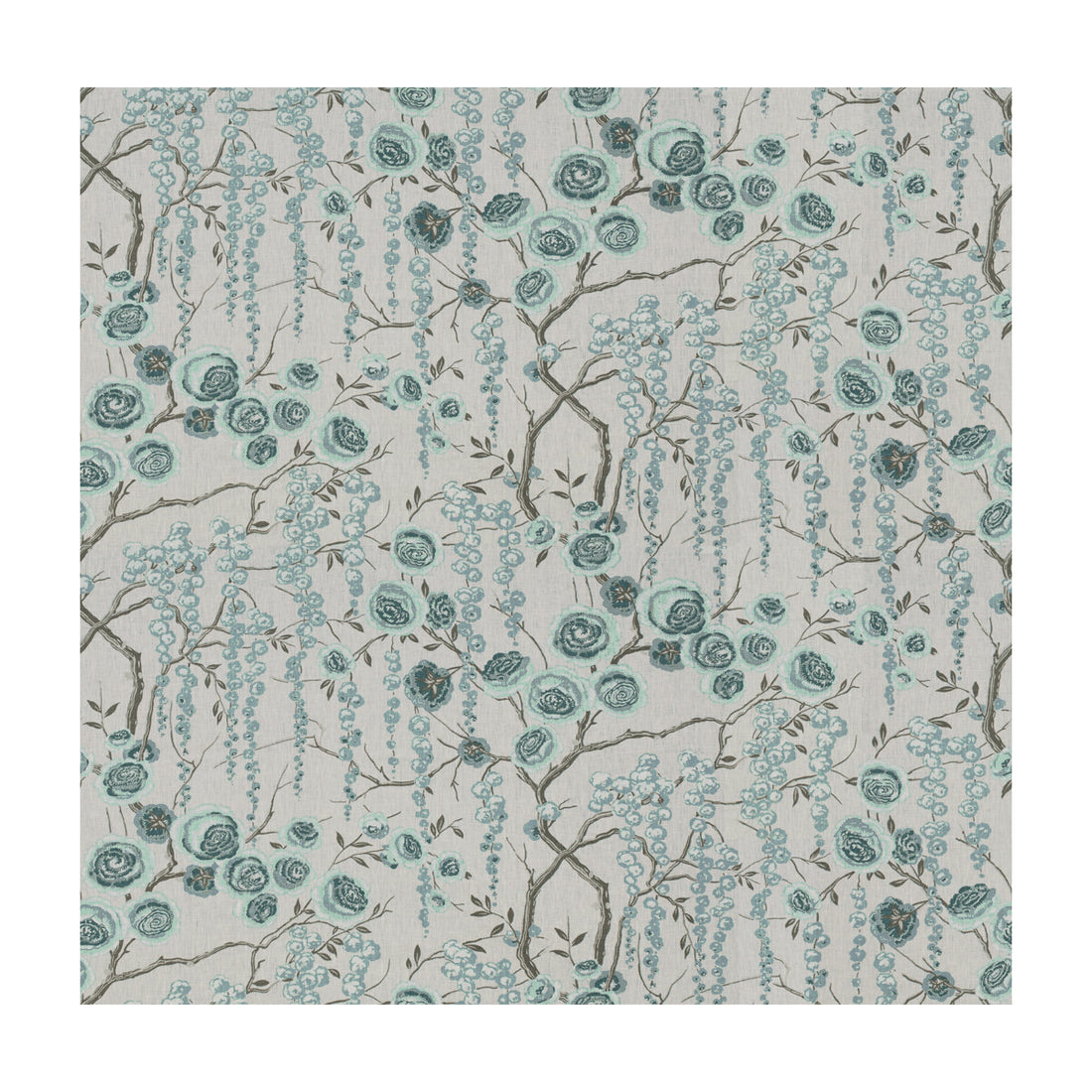 Peonytree fabric in aquamarine color - pattern PEONYTREE.511.0 - by Kravet Basics in the Sarah Richardson Harmony collection