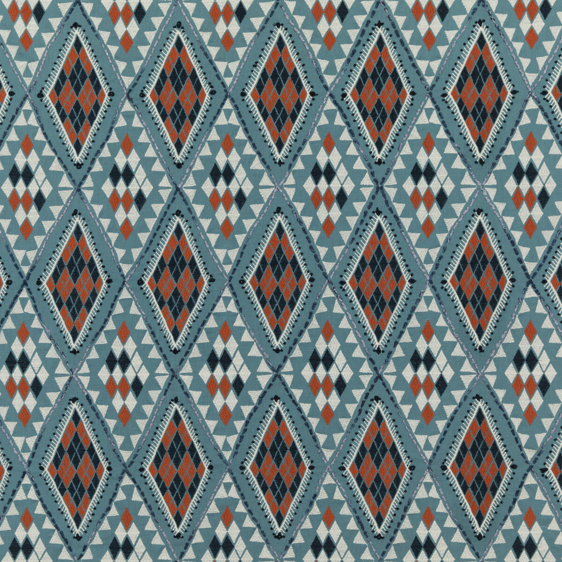 Castelo fabric in indigo/spice color - pattern PF50443.3.0 - by Baker Lifestyle in the Homes &amp; Gardens III collection