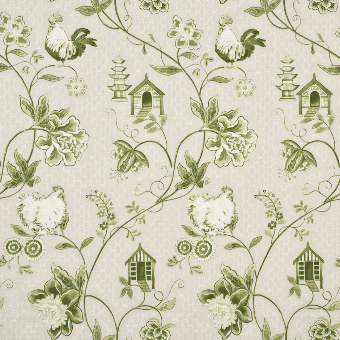 Bantam Toile fabric in green color - pattern PP50341.4.0 - by Baker Lifestyle in the Opera Garden collection