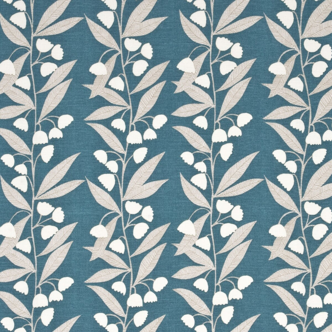 Bell Flower fabric in teal color - pattern PP50361.3.0 - by Baker Lifestyle in the Homes &amp; Gardens II collection