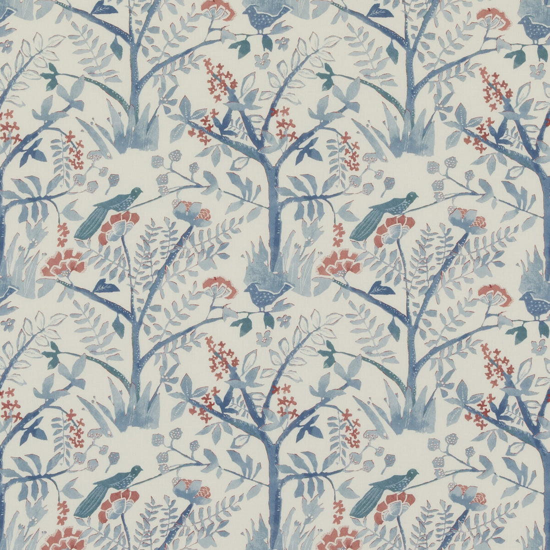 Lulworth fabric in blue/red color - pattern PP50502.1.0 - by Baker Lifestyle in the Bridport collection
