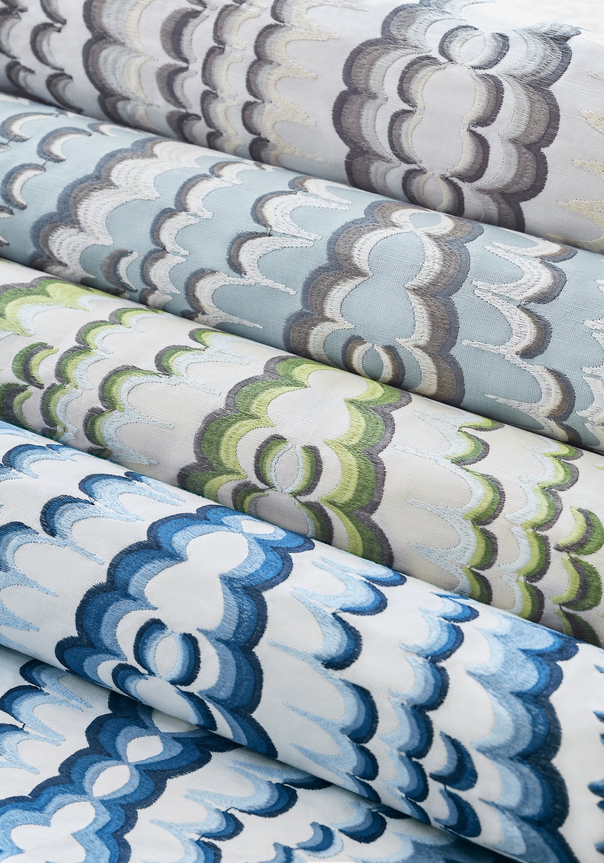 Collection of Ebru Embroidery woven fabric featuring blue color fabric - pattern number W72982 - by Thibaut in the Paramount collection