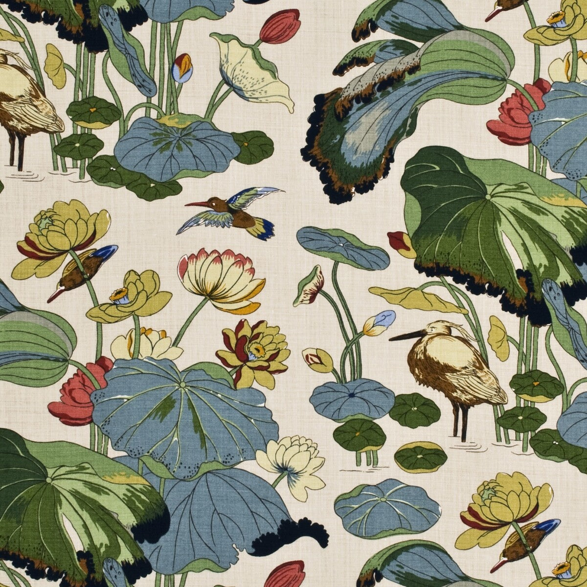Nympheus Linen fabric in stone/pistachio color - pattern R1206.1.0 - by G P & J Baker in the Perennia collection