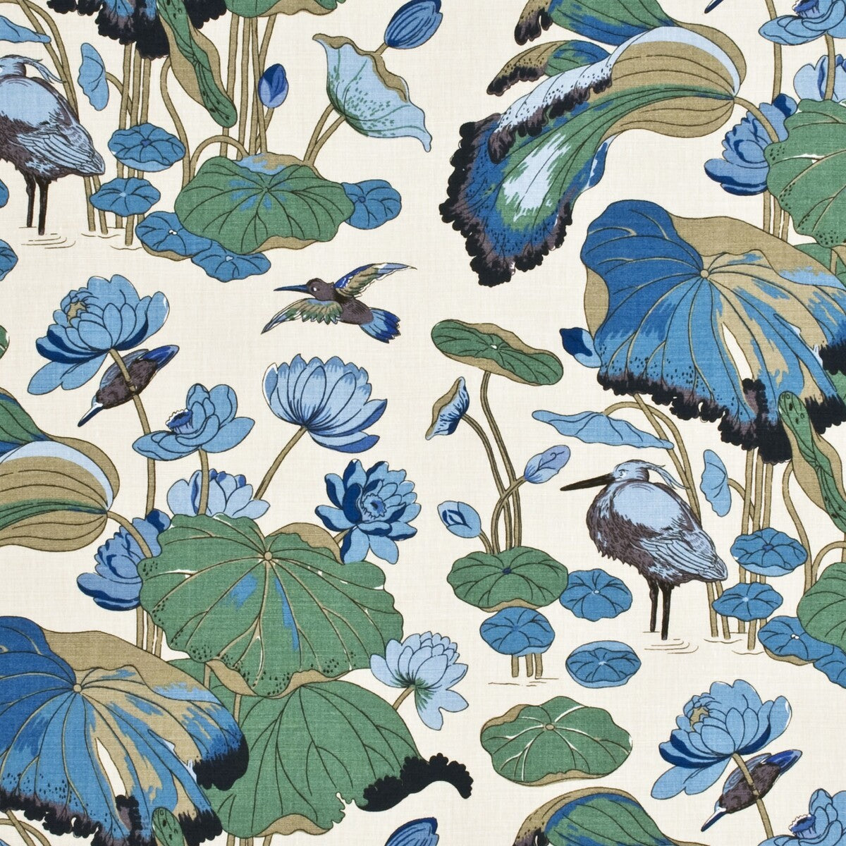 Nympheus Linen fabric in aqua/teal color - pattern R1206.8.0 - by G P & J Baker in the Perennia collection