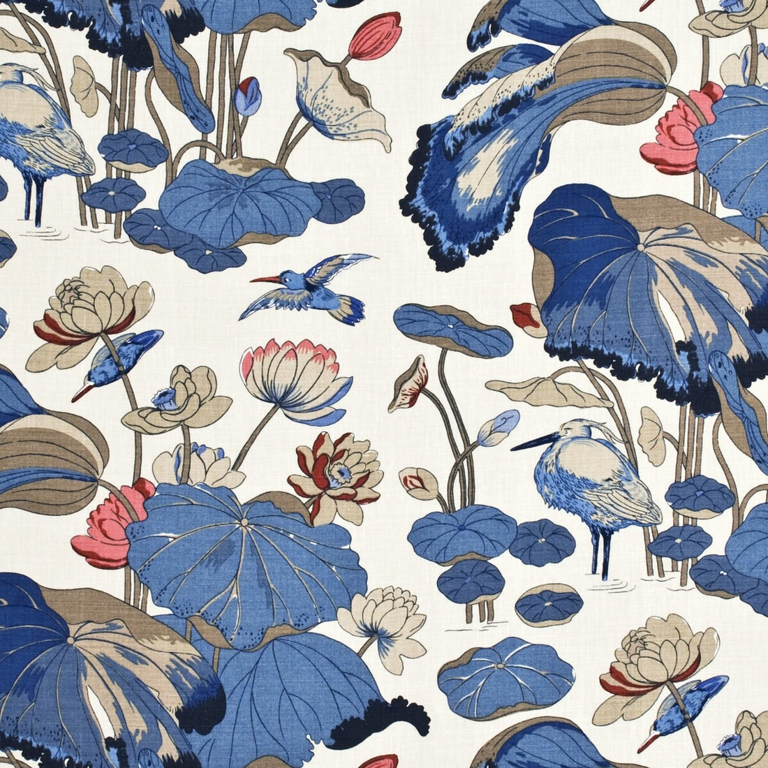 Nympheus Linen fabric in indigo/marine/linen color - pattern R1206.9.0 - by G P &amp; J Baker in the Perennia collection