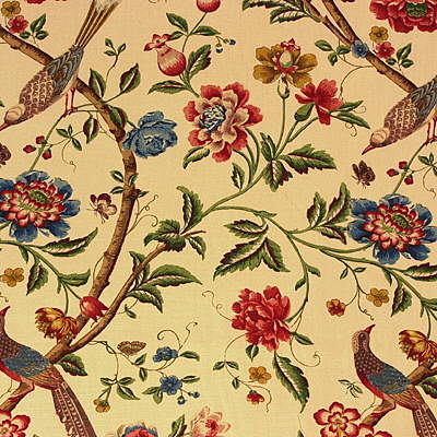 Elinors Chinese fabric in cream/brick color - pattern R1362.1.0 - by G P &amp; J Baker in the Kingswood collection