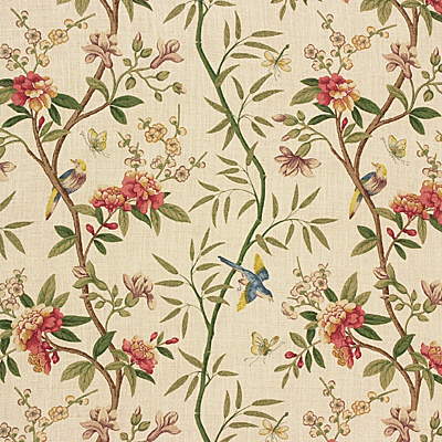 Peony & Blossom fabric in sage/beige color - pattern R1368.2.0 - by G P & J Baker in the Perandor collection