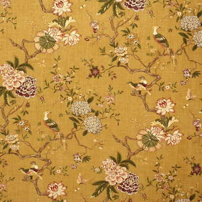 Oriental Bird fabric in gold color - pattern R1398.1.0 - by G P & J Baker in the Mallory collection